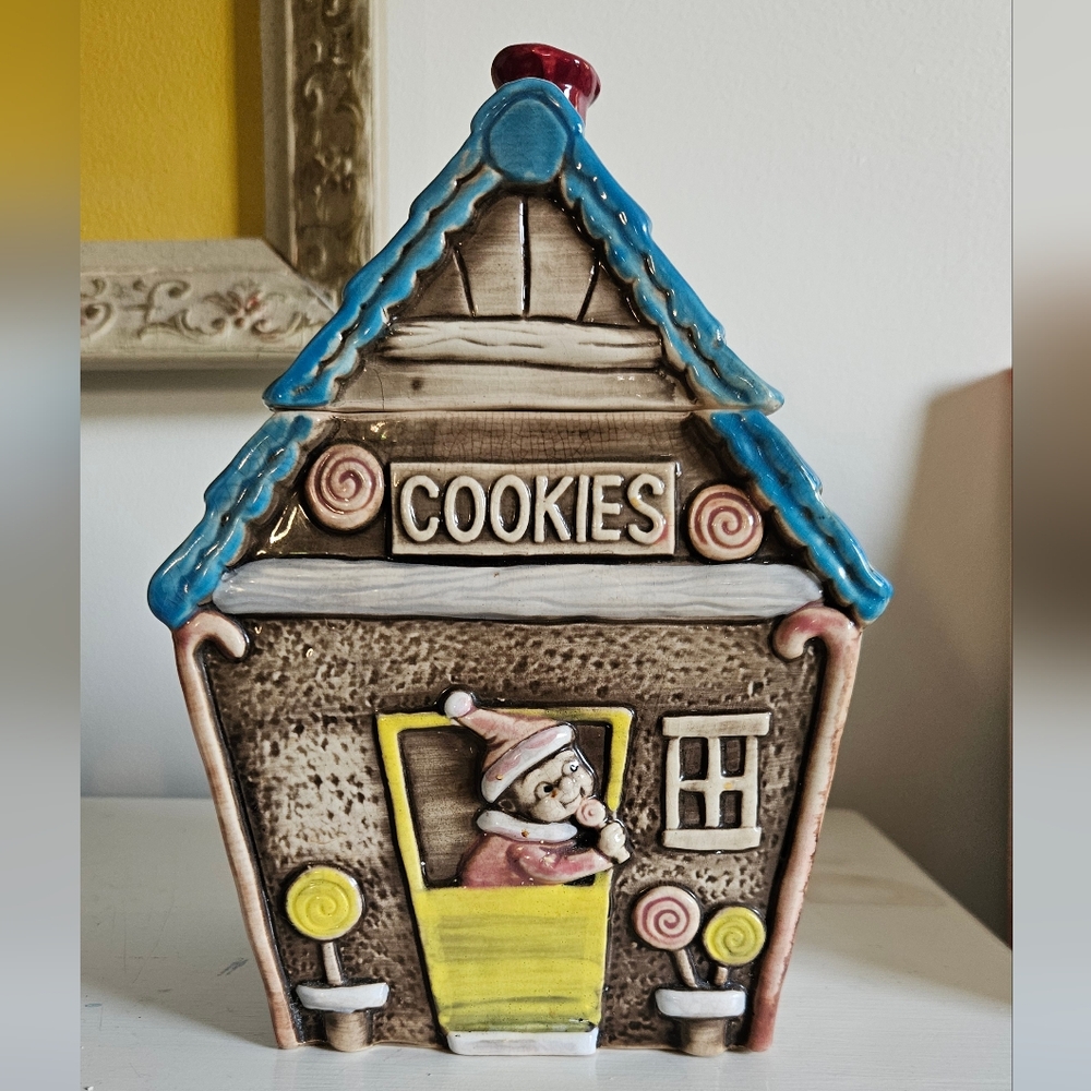 Vintage Whimsical Cookie Jar with Elf Made In Japan